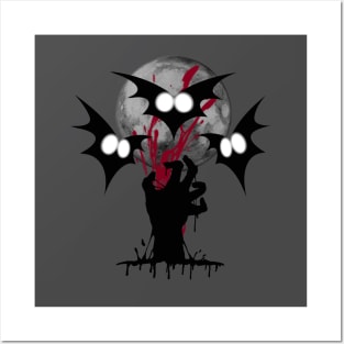 Halloween Zombie Hand and Bats Posters and Art